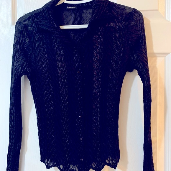 (5 for $15) Komarov Black Ribbed Fitted Dress Shirt - Picture 1 of 2